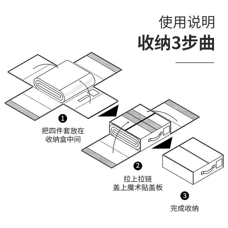 Oxford Cloth Four-Piece Set Storage Boxed Quilt Single Folding Household Bed Sheet Storage Bed Quilt Cover Storage Box Window - Image 5